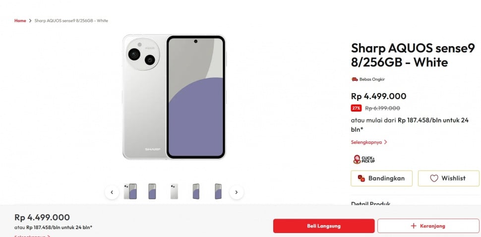Harga Sharp Aquos Sense 9 sekarang Rp 4 jutaan. (Erafone)