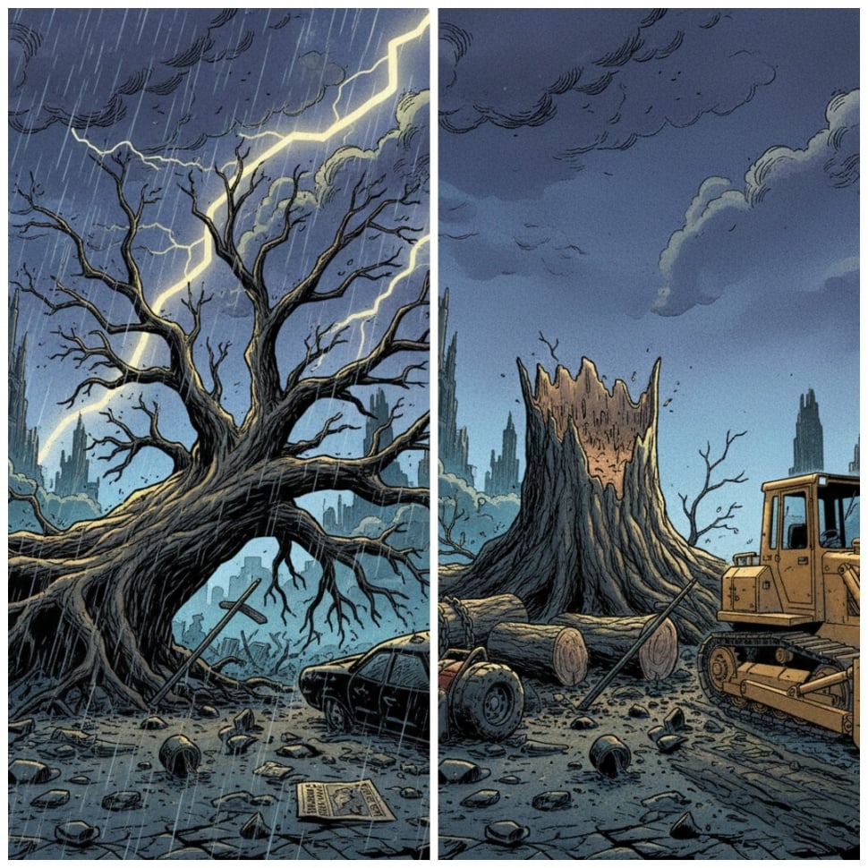 Tebak Gambar Pohon Tumbang. (Gemini AI)