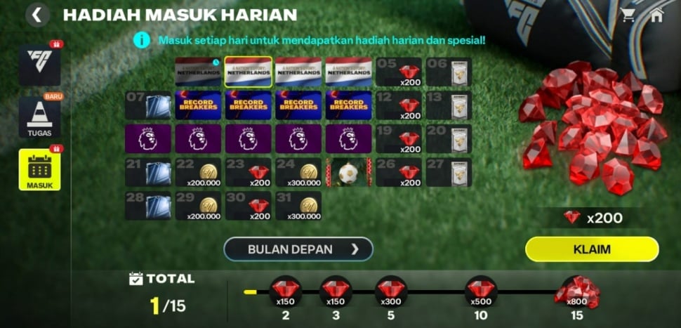 Hujan Gems di FC Mobile. (ist)