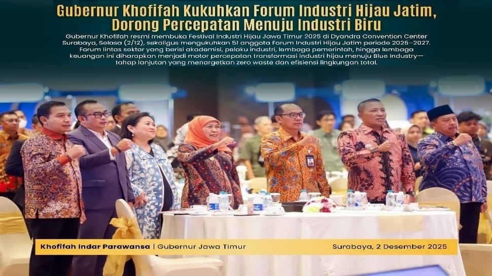 Gubernur Khofifah Kukuhkan 51 Anggota Forum Industri Hijau Jatim, Dorong Percepatan Menuju Net Zero Emission 2060. (Dok: Pemprov Jatim)