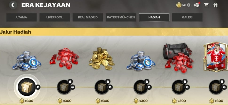 Hadiah Glorious Eras Chapter Munchen FC Mobile . (Suara.com/ Rezza Rachmanta)