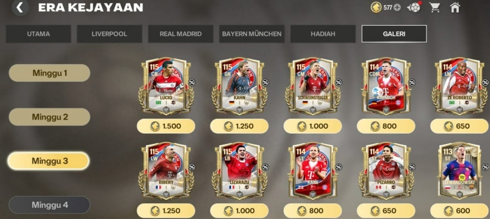 Hadiah Glorious Eras FC Mobile Chapter Bayern Munchen. (Suara.com/ Rezza Rachmanta)