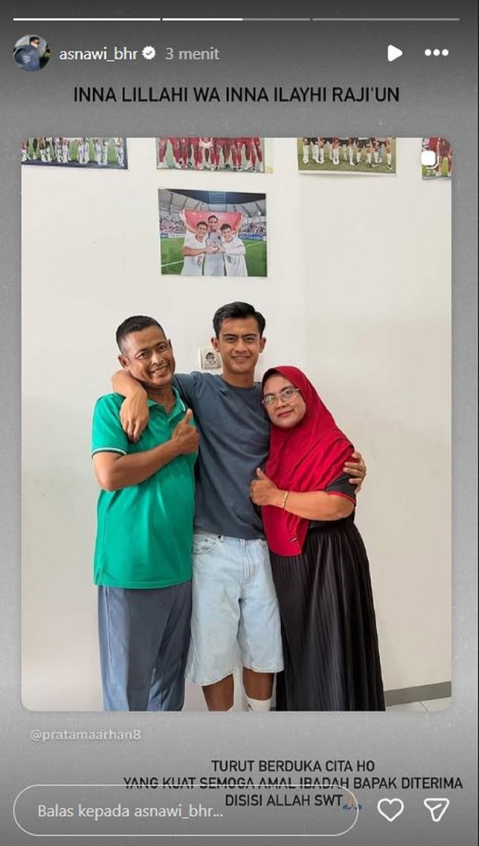 Asnawi Mangkualam turut berduka cita. (Instagram/@asnawi_bhr)