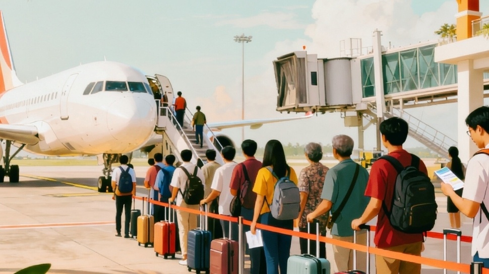 Harga tiket pesawat Nataru meroket meski pemeirntah bilang ada diskon hingga 14 persen. [Suara.com/Rochmat]