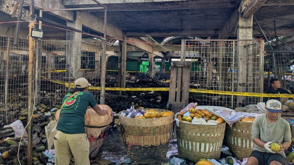 Pasar Induk Kramat Jati pascakebakaran. (Suara.com/Adiyoga)