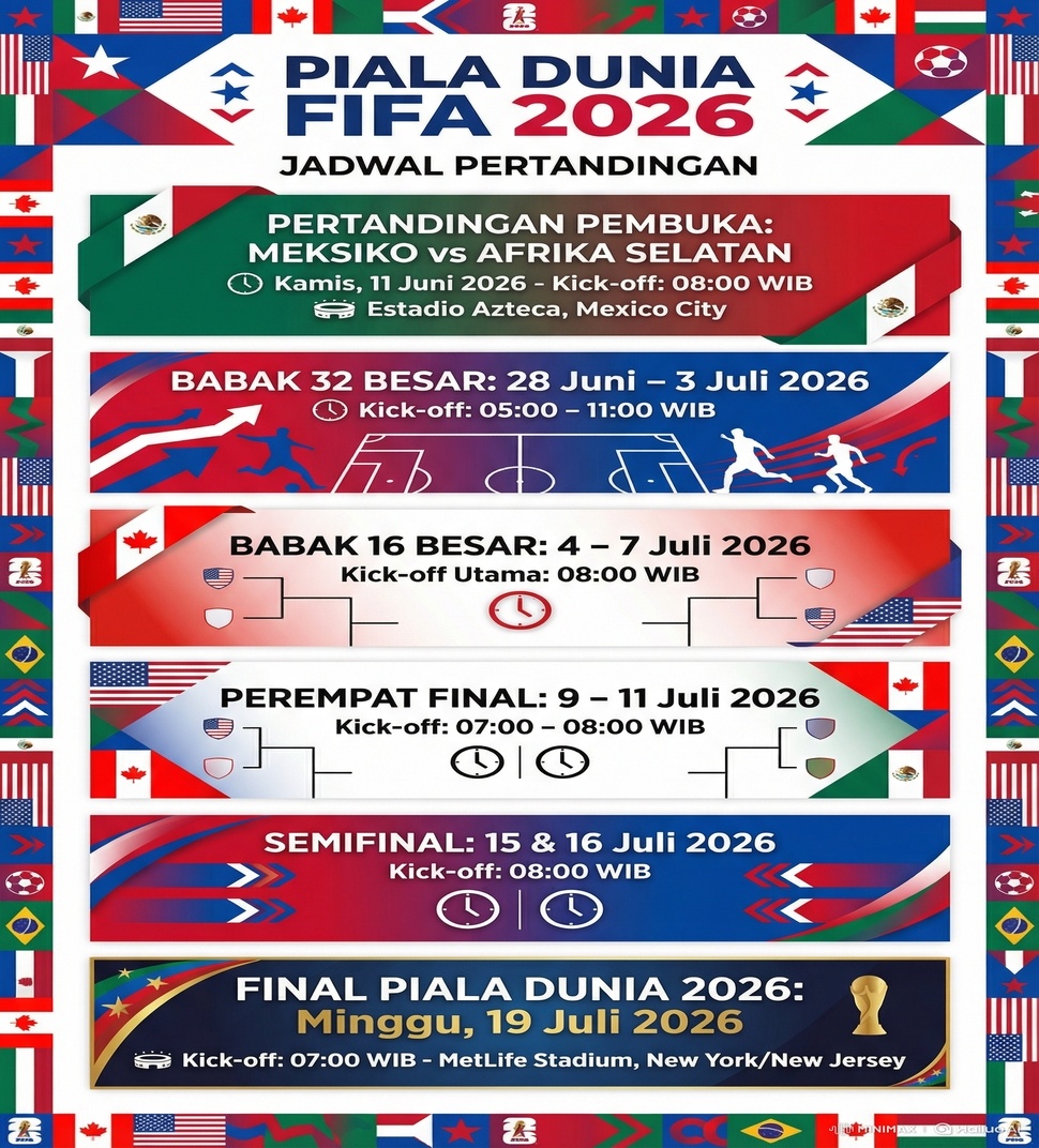 Jadwal Lengkap Piala Dunia 2026 Versi WIB Resmi Dirilis: Kick-off, Stadion, hingga Laga Final [Suara.com]