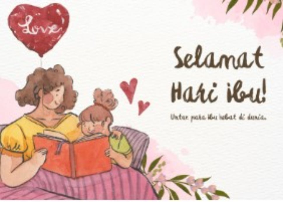 Ilustrasi kartu ucapan selamat Hari Ibu 2025 [Canva]