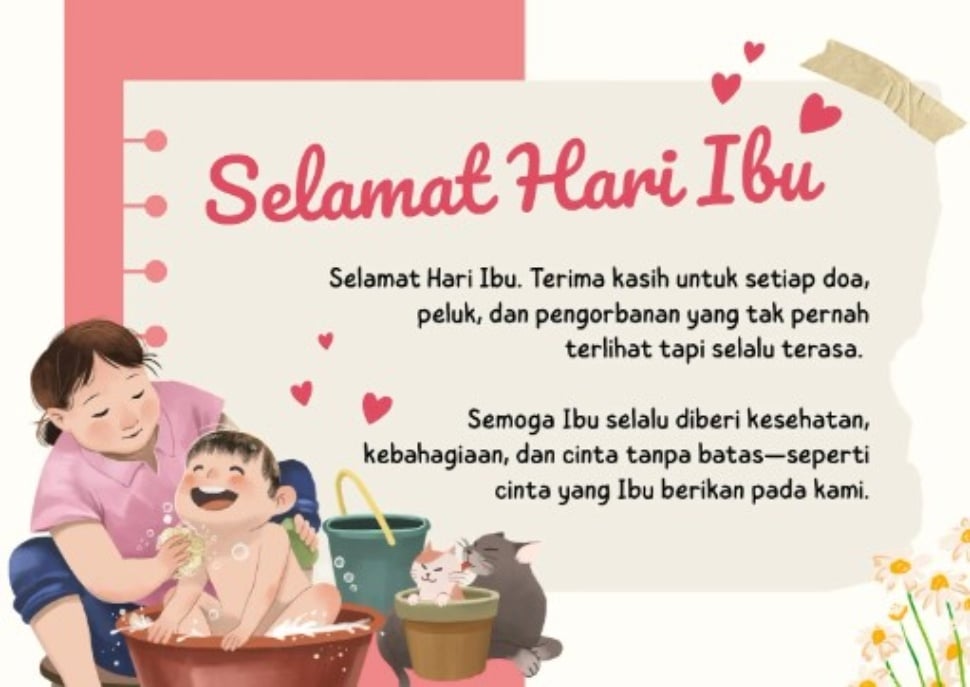 Ilustrasi kartu ucapan selamat Hari Ibu 2025 [Canva]