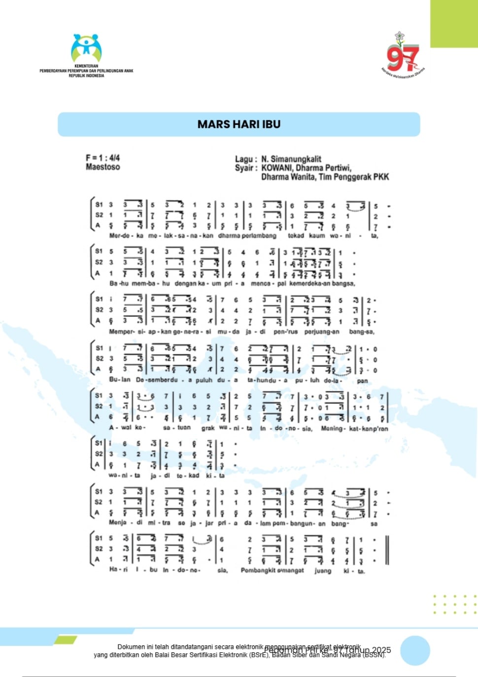 Lirik Mars Hari Ibu [KemenPPPA]