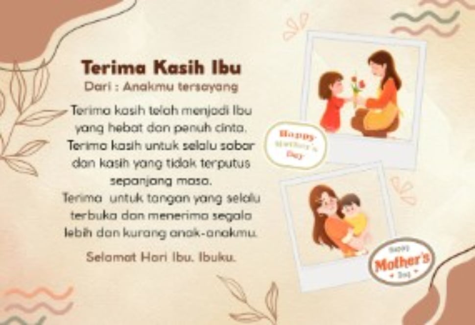 Ilustrasi kartu ucapan selamat Hari Ibu 2025 [Canva]
