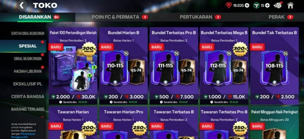 Paket di FC Mobile. (ist)