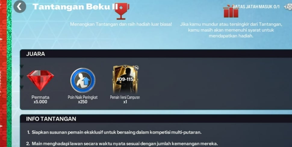 Tantangan Beku FC Mobile. (ist)