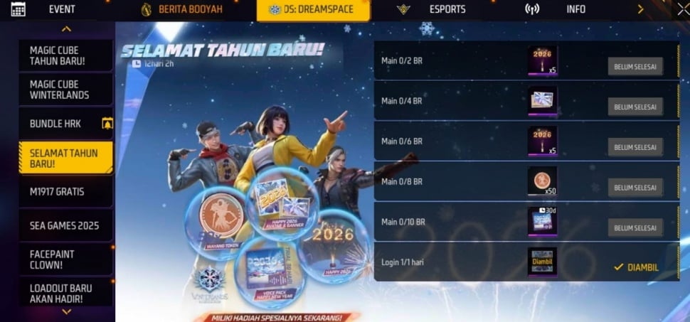 Hadiah 2026 di FF. (ist)