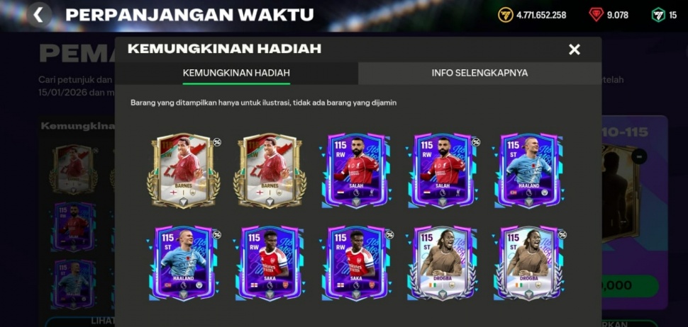 Hadiah pemain Liverpool di FC Mobile. (ist)