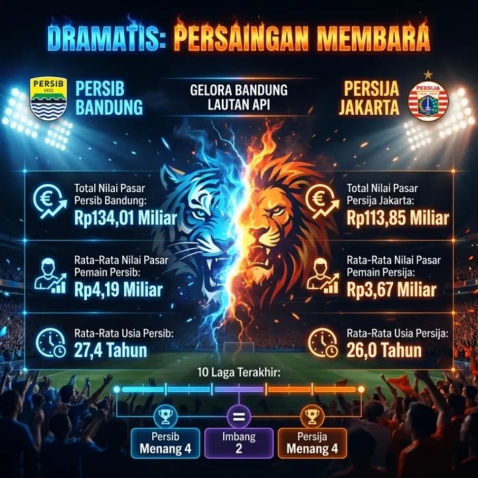 Statistik Persib vs Persija [Suara.com]