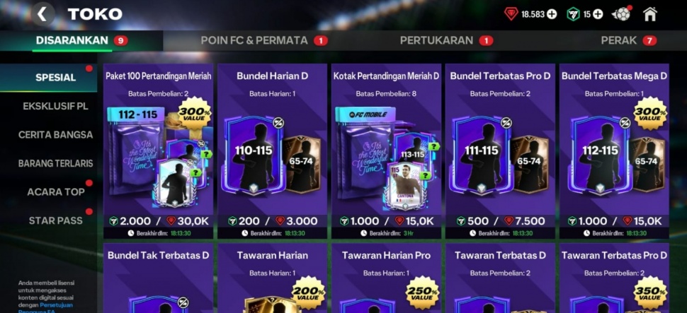 Kartu gacha FC Mobile. (ist)