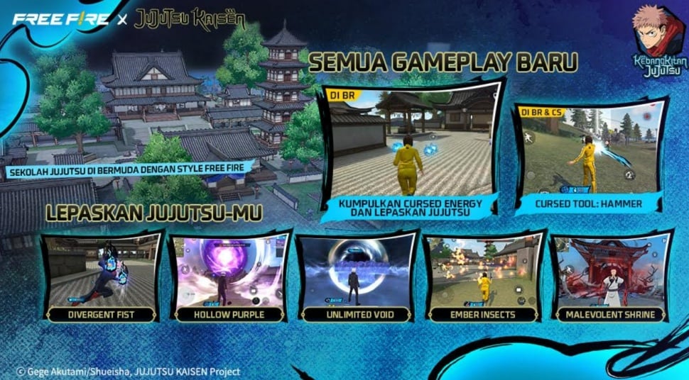 Gameplay anyar tema Jujutsu Kaisen di FF. (Garena)