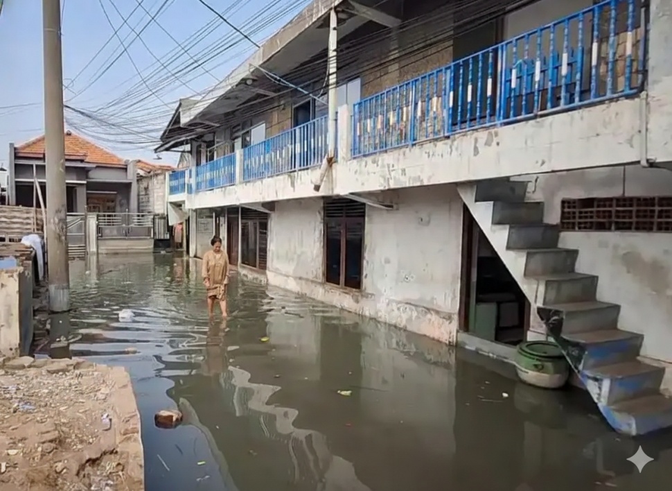 Ilustrasi Banjir Rob yang Terjadi di Kawasan Pesisir Surabaya Jawa Timur. [Dok. BeritaJatim]