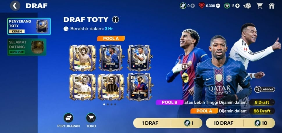 Mekanisme gacha TOTY di FC Mobile. (Suara.com/ Rezza Rachmanta)