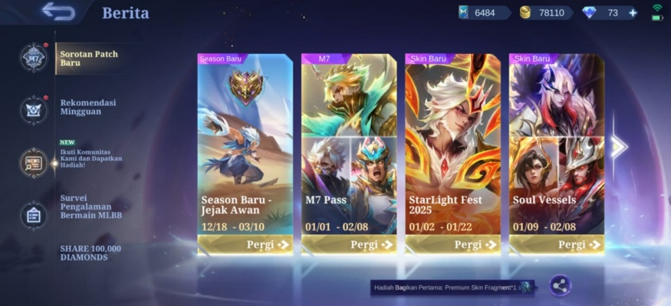 Hadiah M7 di Mobile Legends. (Suara.com/ Rezza Rachmanta)