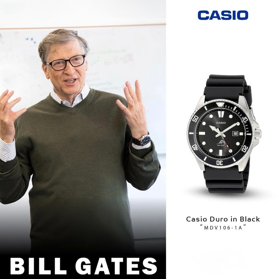 Bill Gates pakai Casio Duro MDV106-1A (ig/galery.jam.tangan)