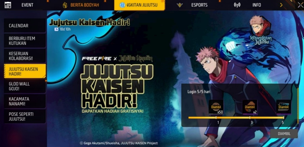 Banner Jujutsu gratis di FF. (ist)