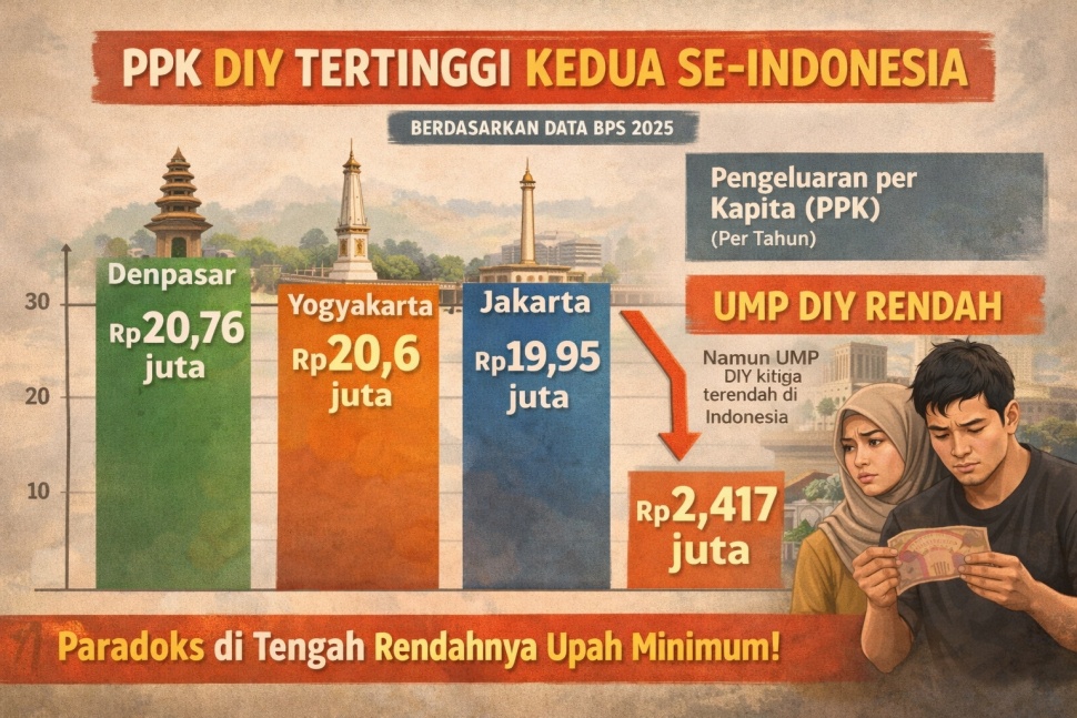Ilustrasi gambaran pengeluaran per kapita warga Jogja. [Dok Suara.com/AI]