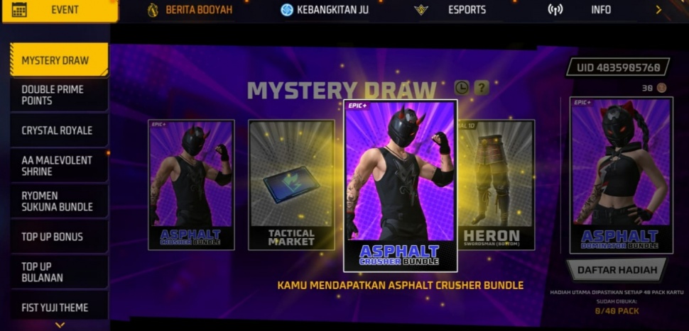 Asphalt Crusher di Free Fire. (ist)