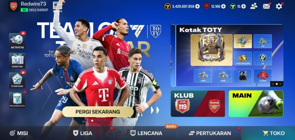 Menu FC Mobile. (Suara.com/ Rezza Rachmanta)