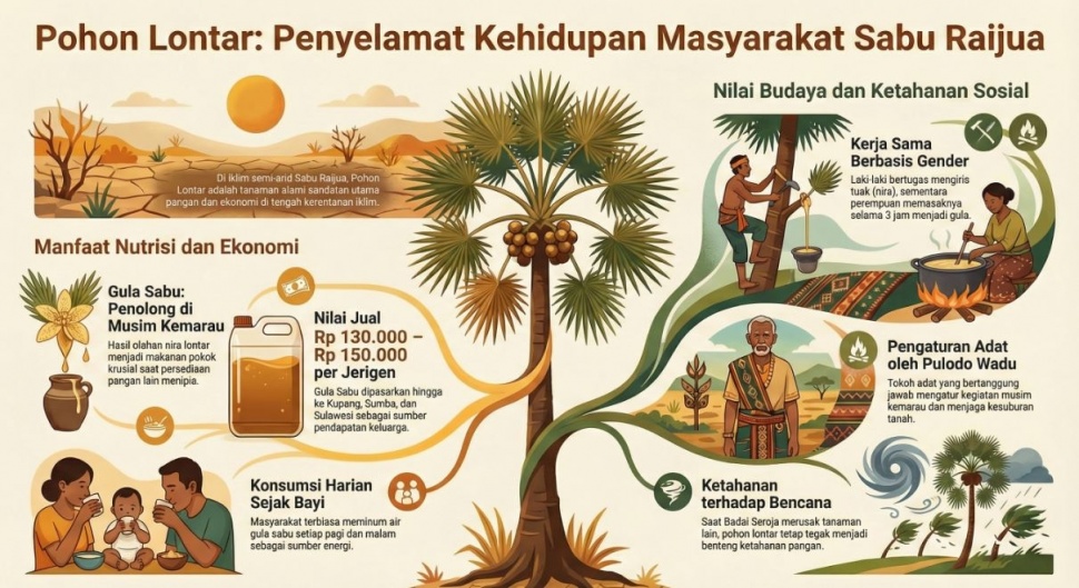 Infografis tentang pohon lontar.(Gambar dibuat menggunakan Notebook LM)