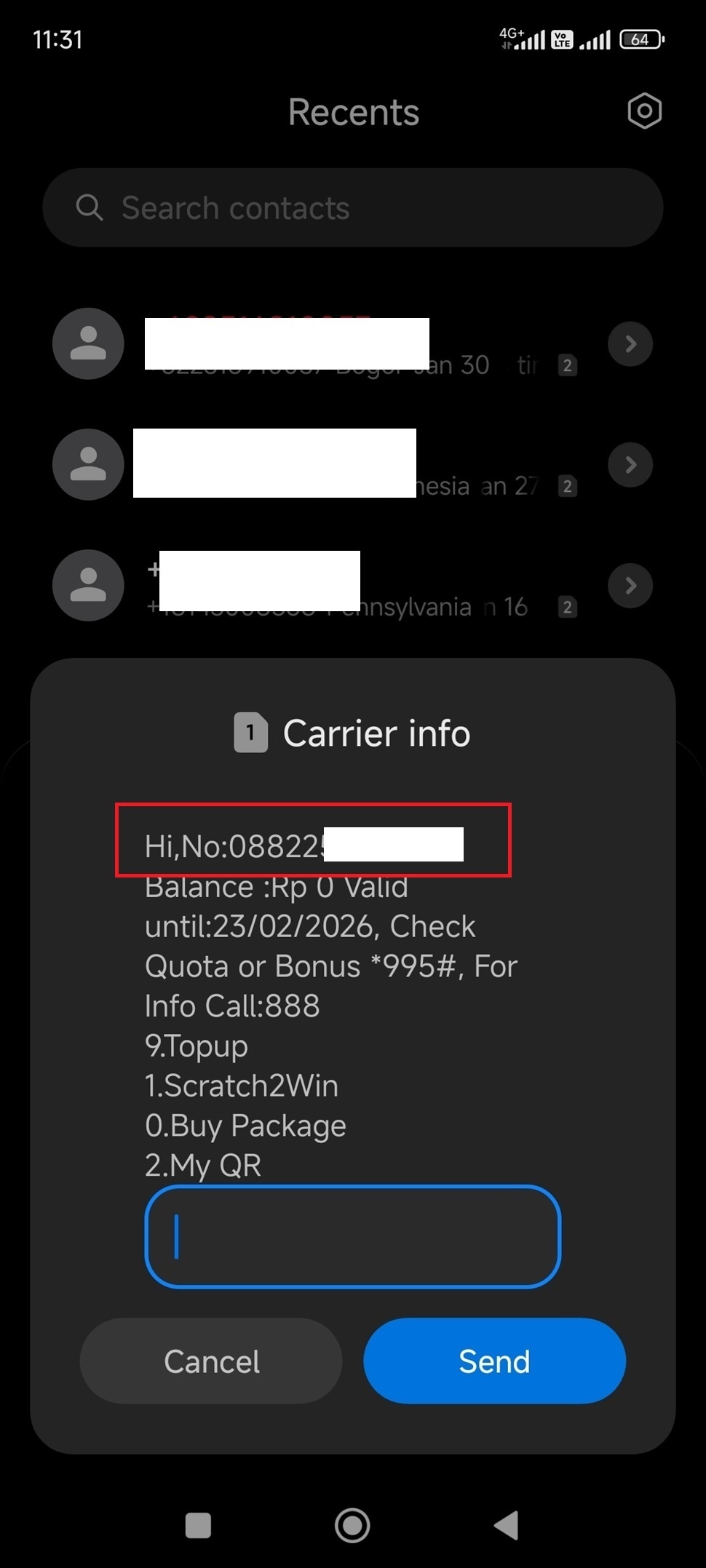 Cara cek nomor nomor Smartfren melalui dial USSD. [Suara.com]