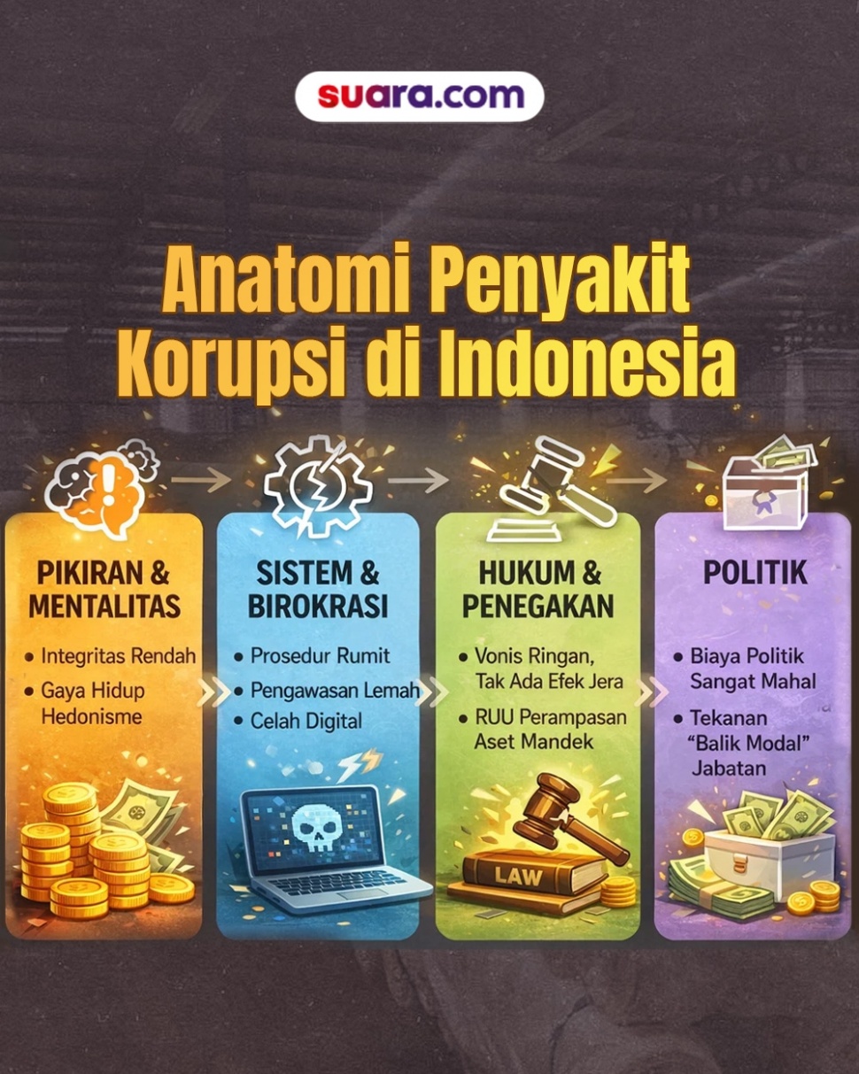 Penyakit korupsi di Indonesia. (Dok. Suara.com)