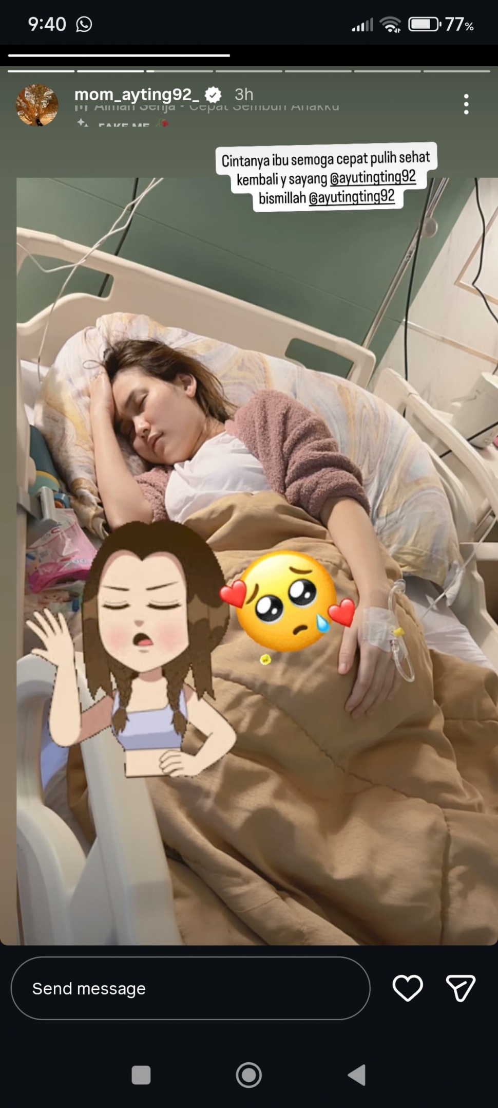 Ayu Ting Ting masuk rumah sakit [Instagram]