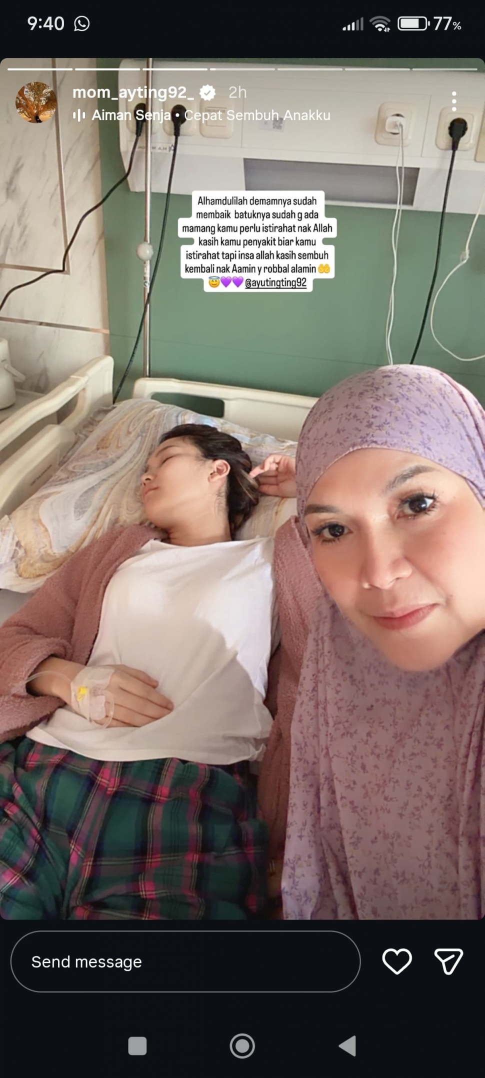Ayu Ting Ting masuk rumah sakit [Instagram]