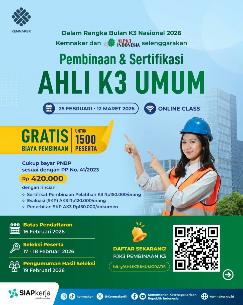 sertifikasi ahli K3 (x.com/KemnakerRI)