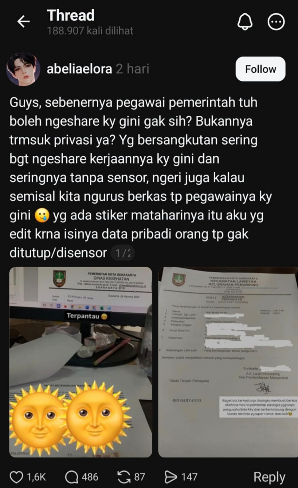 Dokumen pengantar milik mantan pembalap F1 Rio Haryanto yang tersebar luas di media sosial. [Istimewa]