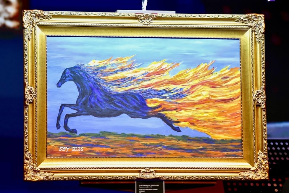 Lukisan SBY "Kuda Api" yang dilelang dalam Perayaan Imlek Demokrat, Rabu (18/2/2026)