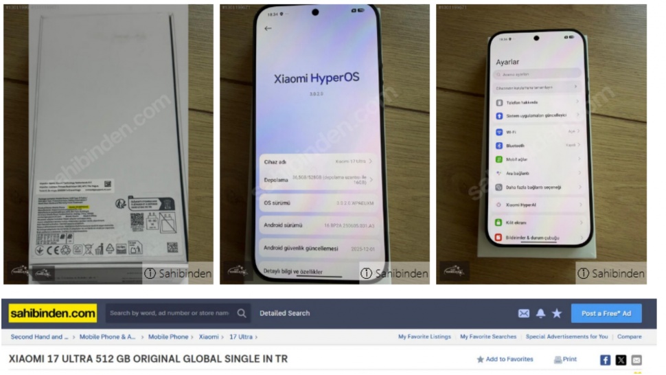Penampakan Xiaomi 17 Ultra. (Sahibinden) 