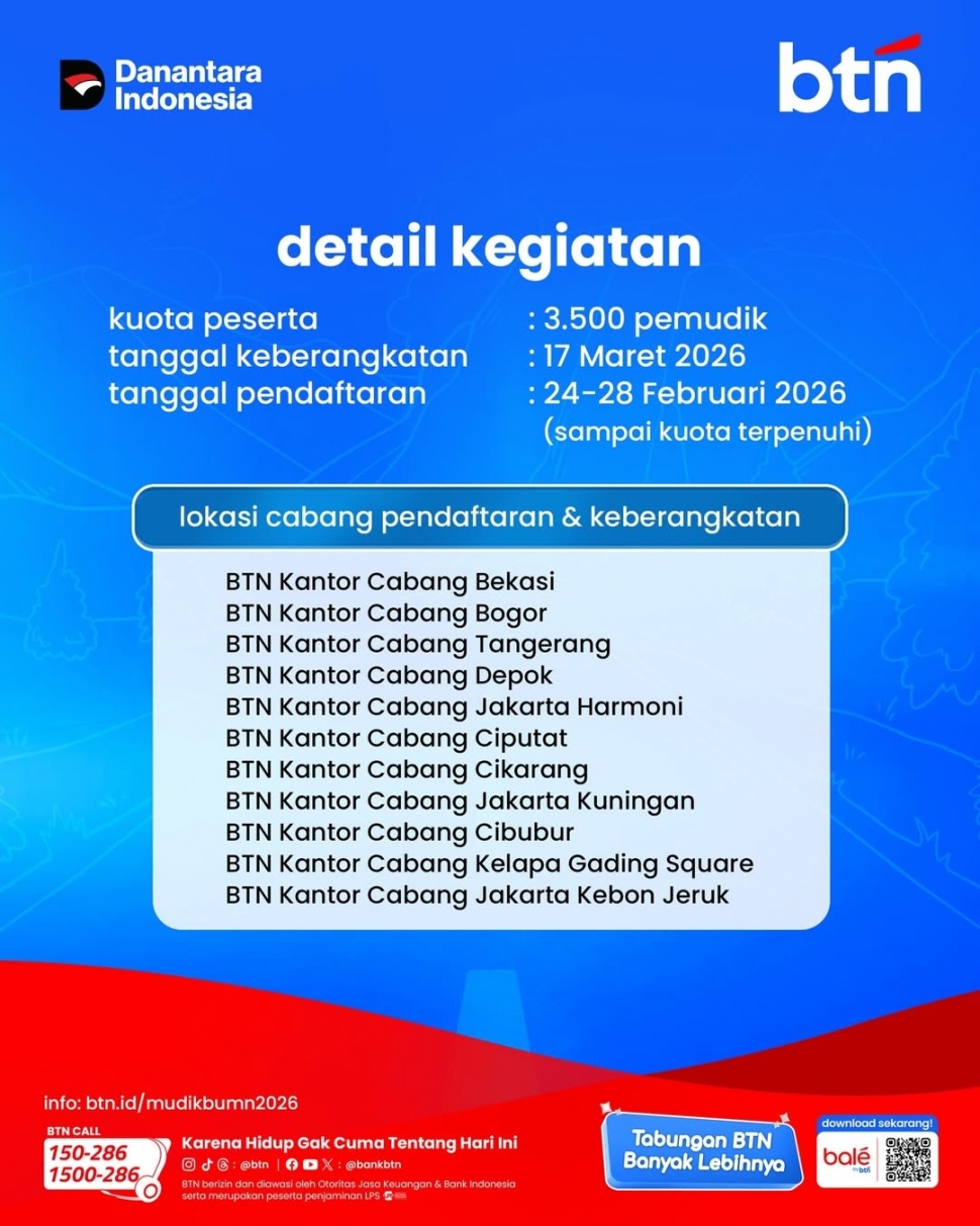 Mudik Gratis BTN 2026 (Instagram/btn)