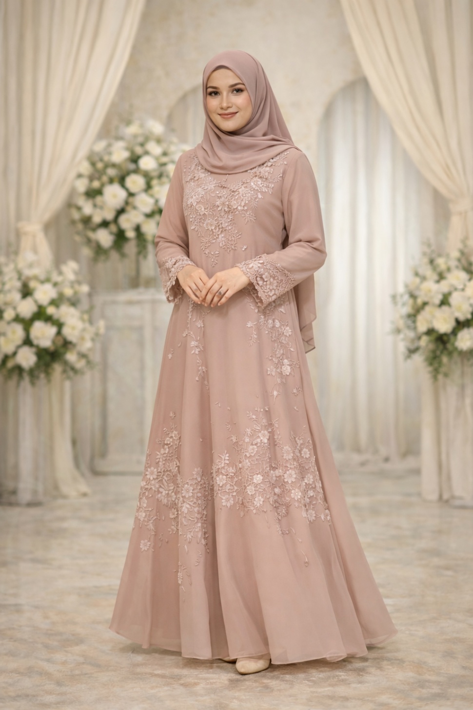 Contoh model gamis kebanggaan mertua [Ilustrasi ChatGPT]