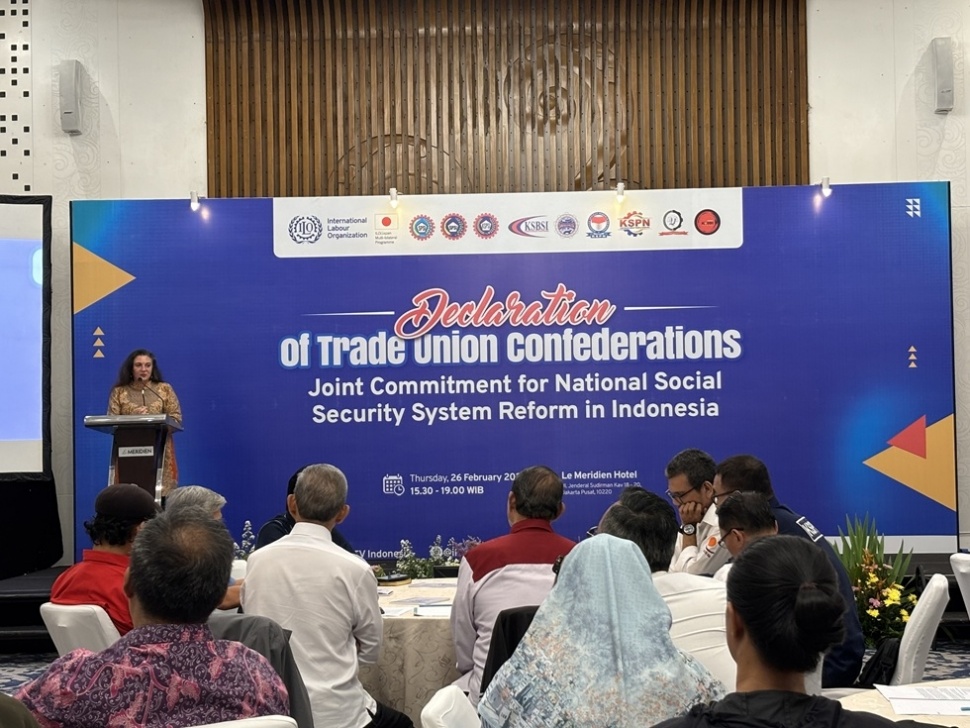 Sambutan pidato dari Simrin Singh, Direktur ILO untuk Indonesia dan Timor-Leste. (Suara.comDinda Pramesti K)/