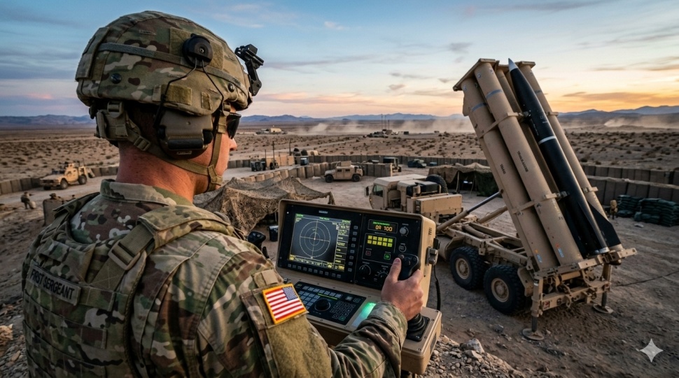 Ilustrasi tentara yang mengoperasikan interceptor rudal di perang Iran vs Israel dan AS. (Gemini AI)