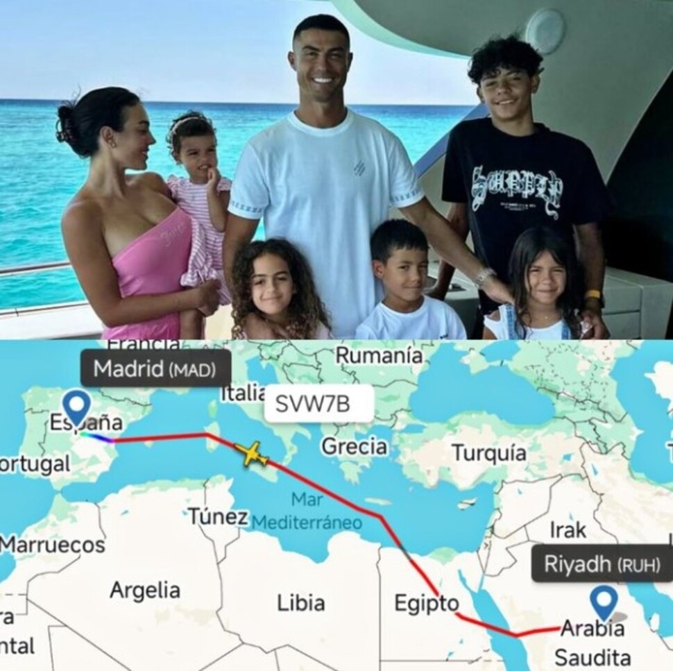 Cristiano Ronaldo dipastikan pergi meninggalkan Riyadh, Arab Saudi menuju ke Madrid, Spanyol di tengah menikatnya esklasi perang AS-Israel vs Iran. [Tangkap layar X] 
