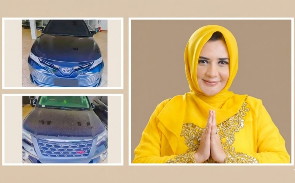 Bupati Pekalongan Fadia Arafiq dan unit mobil sitaannya (Youtube)