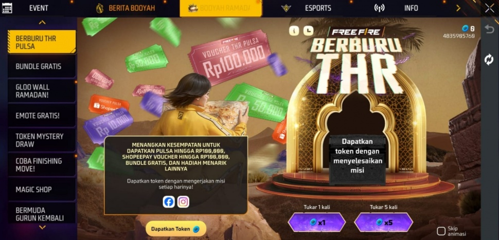 Event THR Free Fire atau THR FF. (Suara.com/ Rezza Rachmanta)