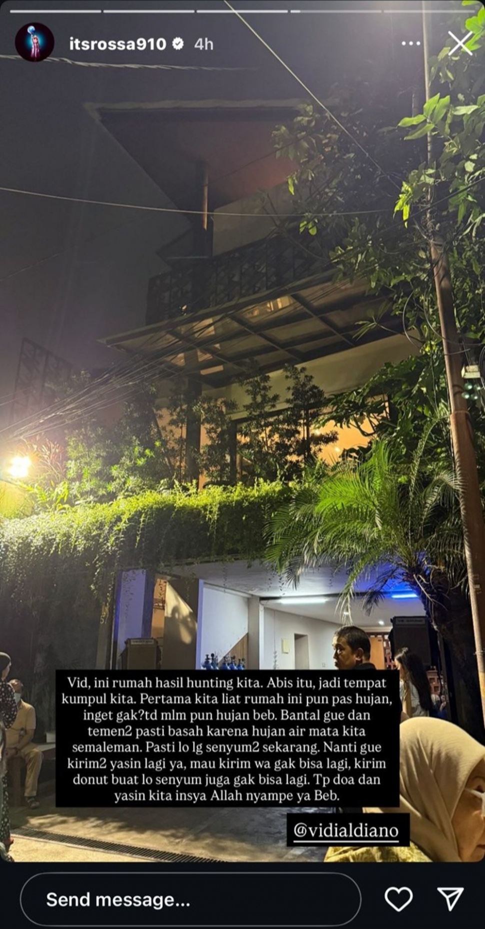 Unggahan Rossa soal Vidi Aldiano [Instagram]