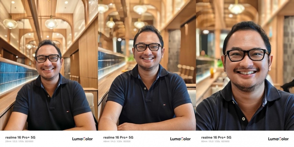 Tangkapan mode portrait menggunakan zoom 1x; 2x; 3,5x