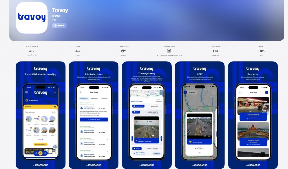 Aplikasi Travoy. (App Store)