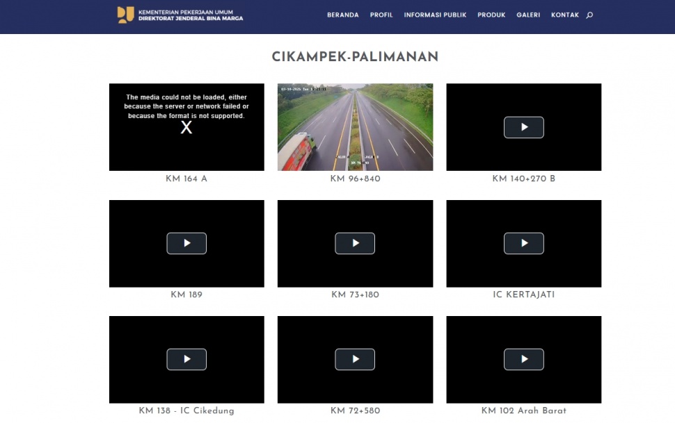 Link CCTV Tol Cikampek. (binamarga.pu.go.id, Travoy)