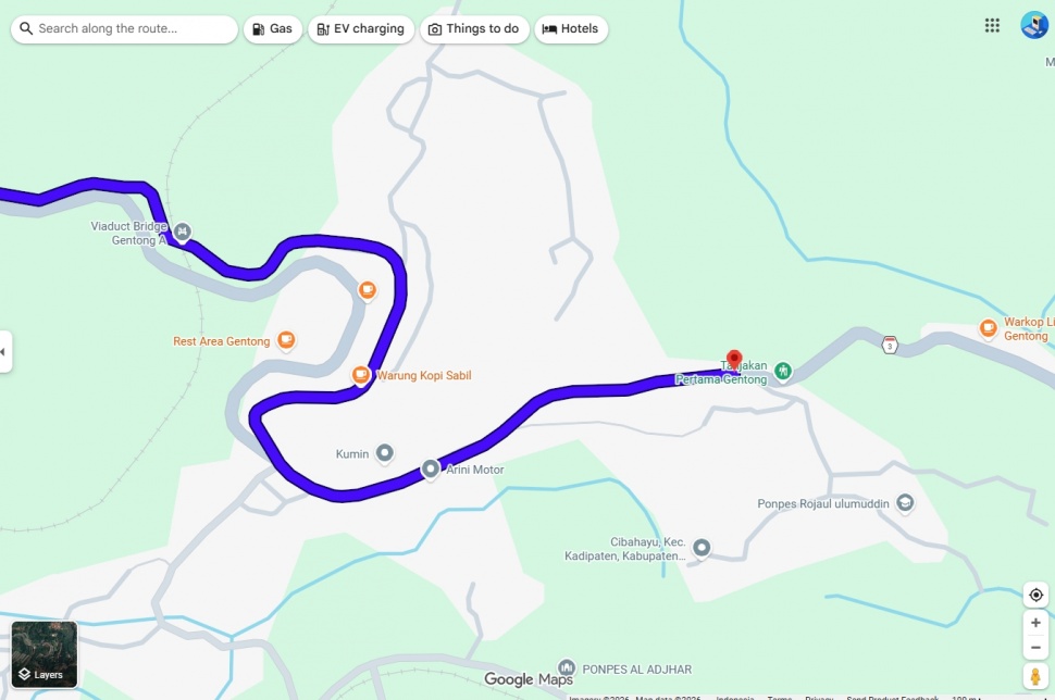 Ilustrasi Jalur Lingkar Gentong. (Google Maps)